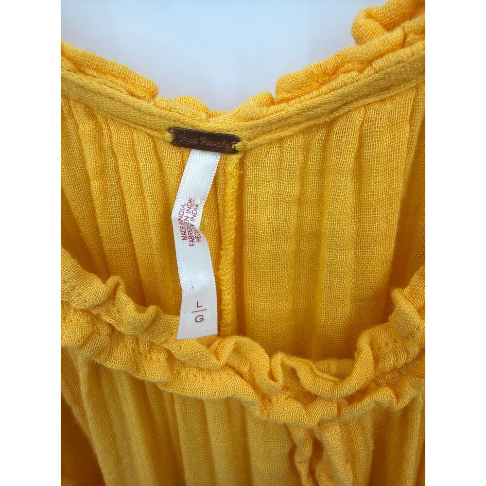 Free People McKinley Maxi Dress Large Yellow Boho Flowy Ruffle Oversized - Picture 4 of 8
